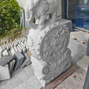 广西芝麻白抱鼓石 庭院抱鼓石