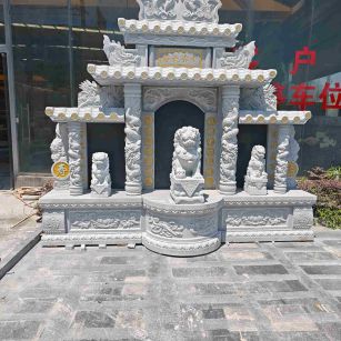 广西芝麻白中国黑石材套墓 花岗岩墓碑